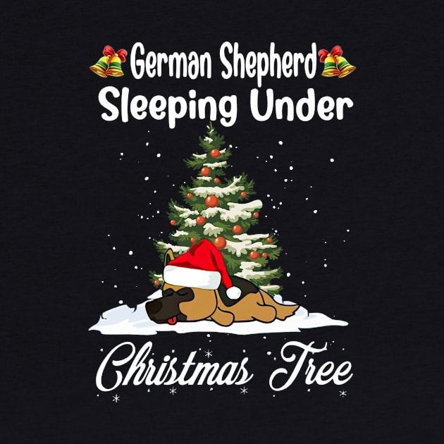 German Shepherd Sleeping Under Christmas Tree Funny Xmas by PlumleelaurineArt